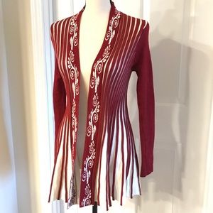 Red White Vertical Striped Cardigan Nordic Festive